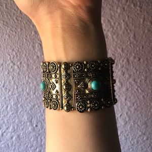 Gold & turquoise cuff